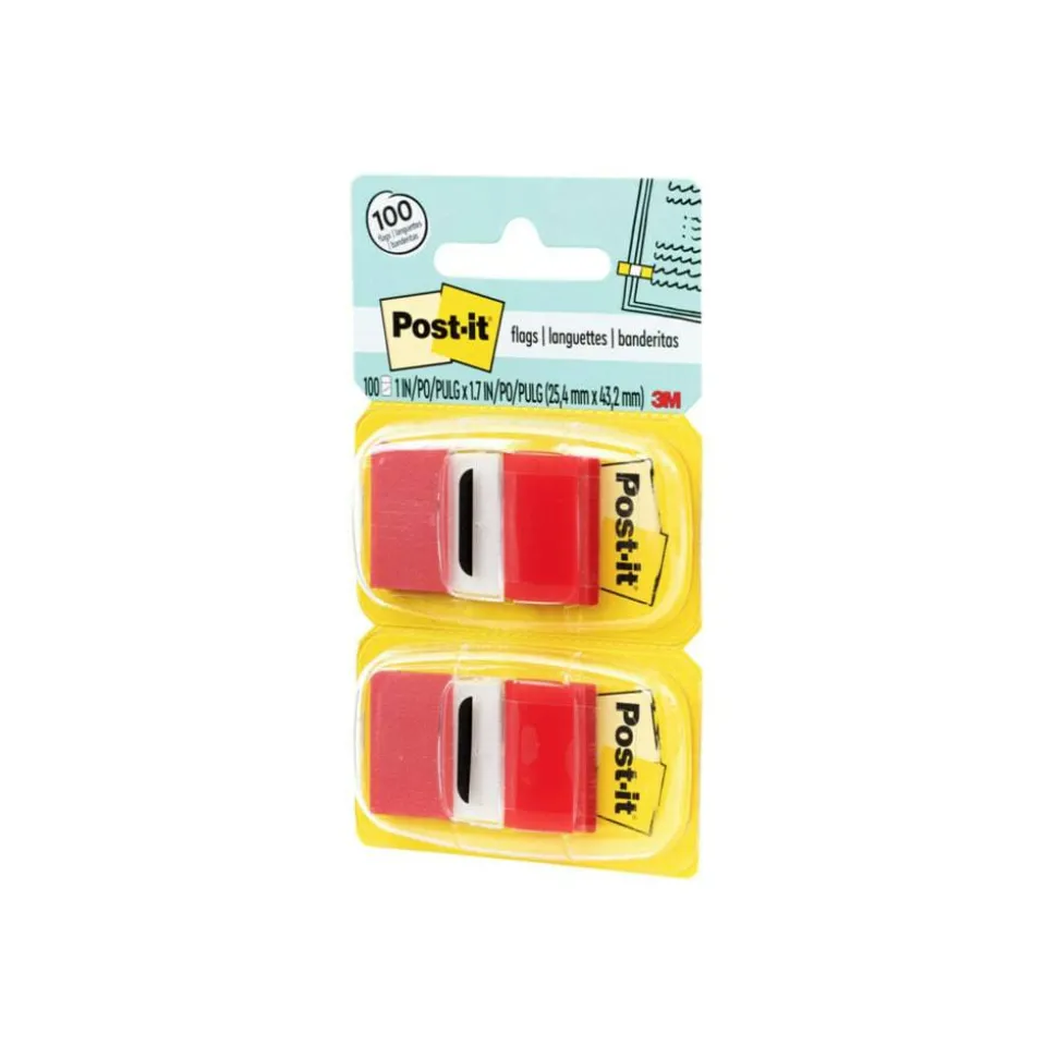 Post-it Flags, 1 in. x 1.7 in., 12 Dispensers, 50 Flags/Dispenser, Red, School Supplies for Students, Flags for Textbooks and Notebooks