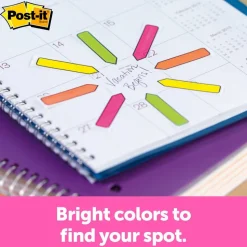 Post-it Flags, .47 in. x 1.7 in., 4 Dispensers, 30 Flags/Dispenser, Assorted Colors, Printed 