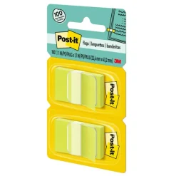 Post-it Flags, 1" x 1 -11/16", Bright Green, 50 Flags Per Pad, Pack Of 2 Pads