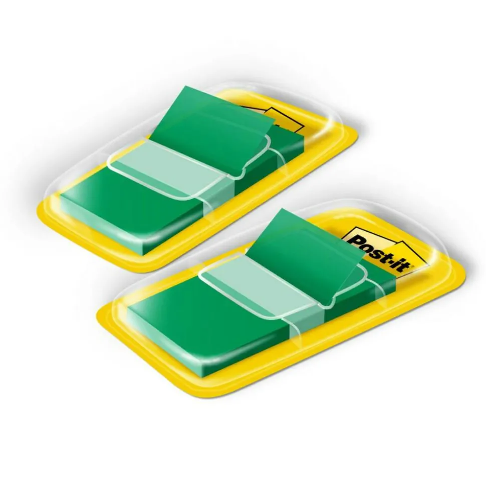 Post-it Flags, 1" x 1 -11/16", Green, 50 Flags Per Pad, Pack Of 2 Pads