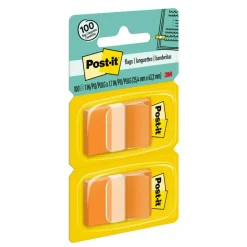 Post-it Flags, 1" x 1 -11/16", Orange, 50 Flags Per Pad, Pack Of 2 Pads