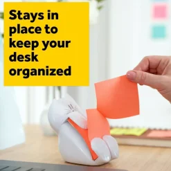 Post-it Note Dispenser, 3 in x 3 in, 1 Dispenser, 1 Pad, 45 Sheets/Pad, White Cat Design, Sticky Notes Holder for Desk, Classroom or Office Supplies