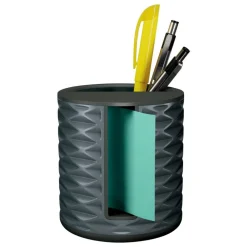 Post-it Note Dispenser, 3 in x 3 in, 1 Dispenser, 1 Pad, 45 Sheets/Pad, Black Grey Geometric Pattern, Sticky Notes Holder for Desk or Classroom