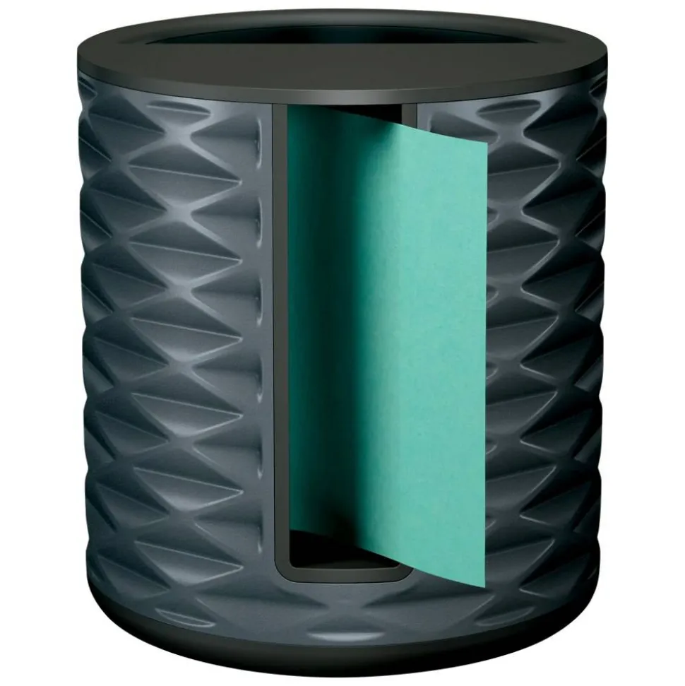 Post-it Note Dispenser, 3 in x 3 in, 1 Dispenser, 1 Pad, 45 Sheets/Pad, Black Grey Geometric Pattern, Sticky Notes Holder for Desk or Classroom