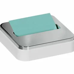 Post-it Note Dispenser, 3 x 3 in, 1 Dispenser, 1 Pad, 45 Sheets/Pad, White Base Steel Top, Sticky Notes Holder for Desk, Classroom or Office Supplies