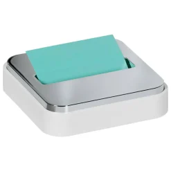 Post-it Note Dispenser, 3 x 3 in, 1 Dispenser, 1 Pad, 45 Sheets/Pad, White Base Steel Top, Sticky Notes Holder for Desk, Classroom or Office Supplies