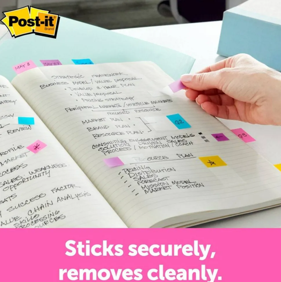 Post-it Notes Arrow Flags, 1/2", Assorted Primary Colors, 24 Flags Per Pad, Pack Of 4 Pads
