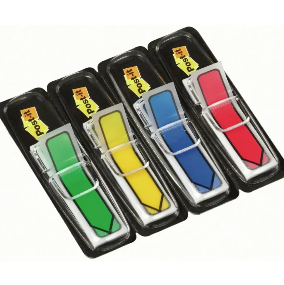 Post-it Notes Arrow Flags, 1/2", Assorted Primary Colors, 24 Flags Per Pad, Pack Of 4 Pads