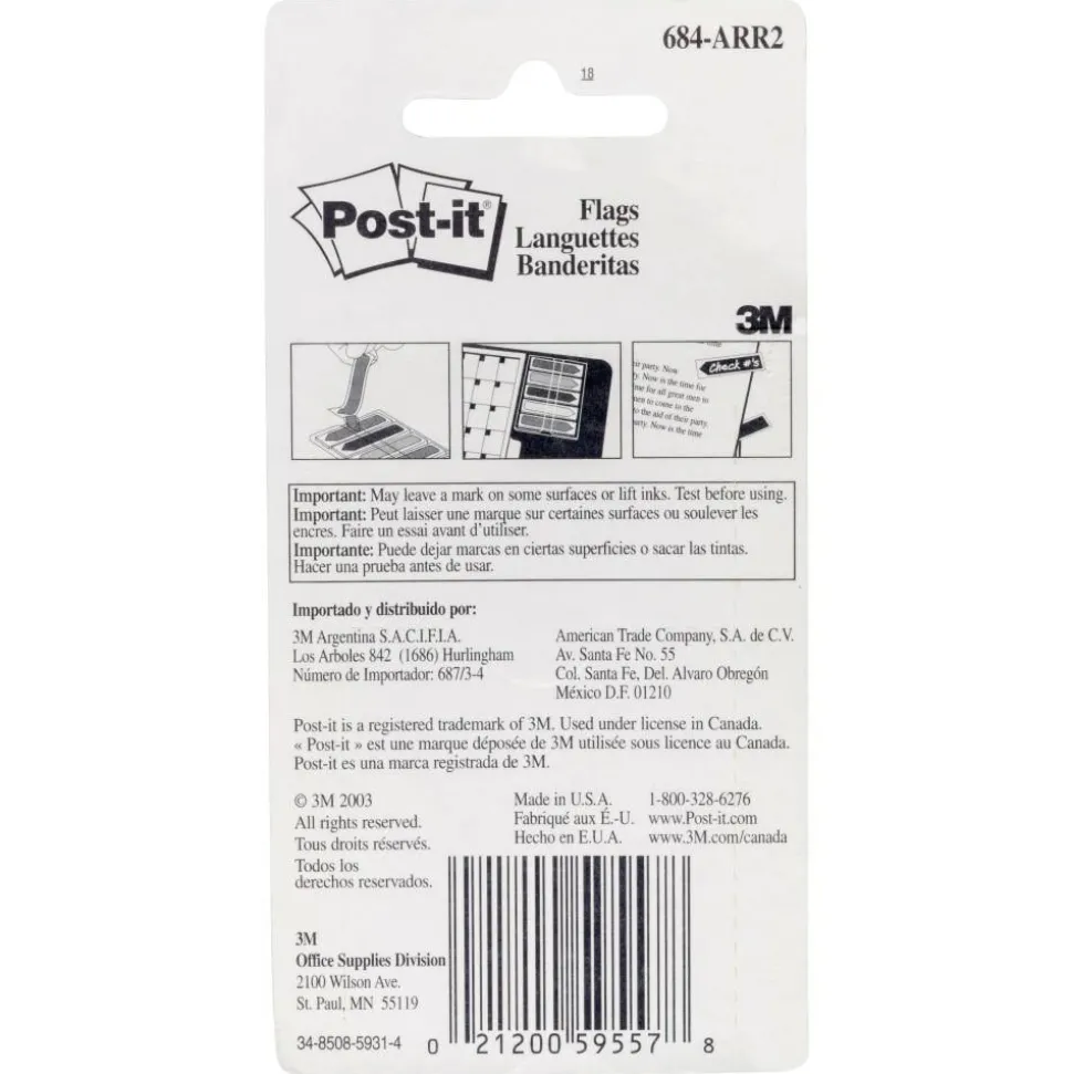 Post-it Notes Arrow Flags, 1-3/4" x 1/2", Assorted Bright Colors, Pack Of 100 Flags