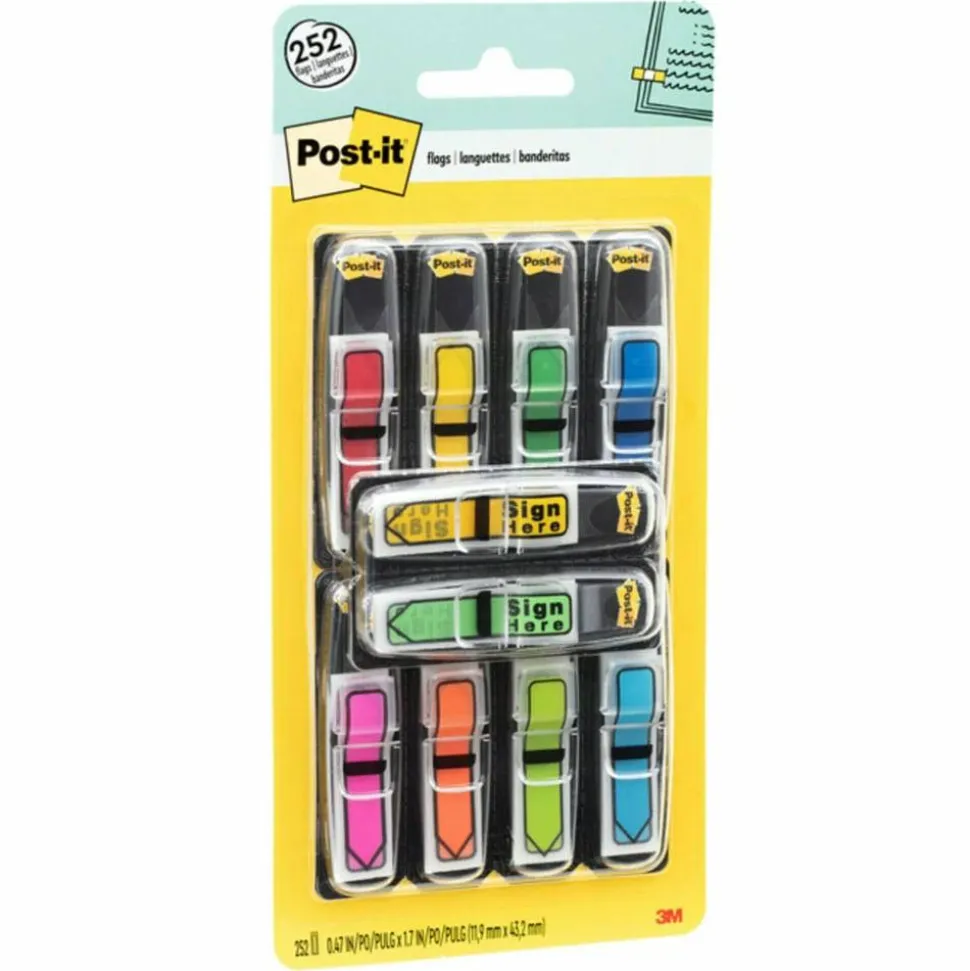 Post-it Notes Arrow Flags, 7/16" x 1-7/10", Assorted Colors, 24 Flags Per Pad, Pack Of 10 Pads