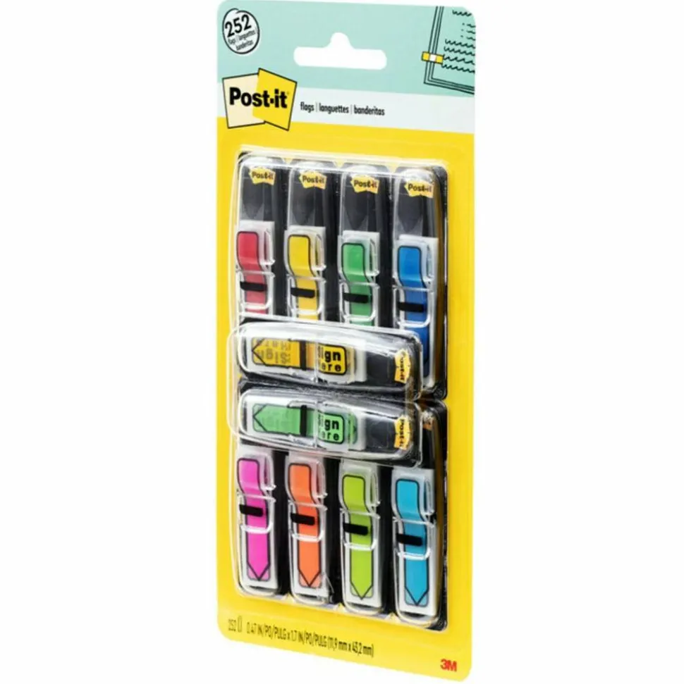 Post-it Notes Arrow Flags, 7/16" x 1-7/10", Assorted Colors, 24 Flags Per Pad, Pack Of 10 Pads
