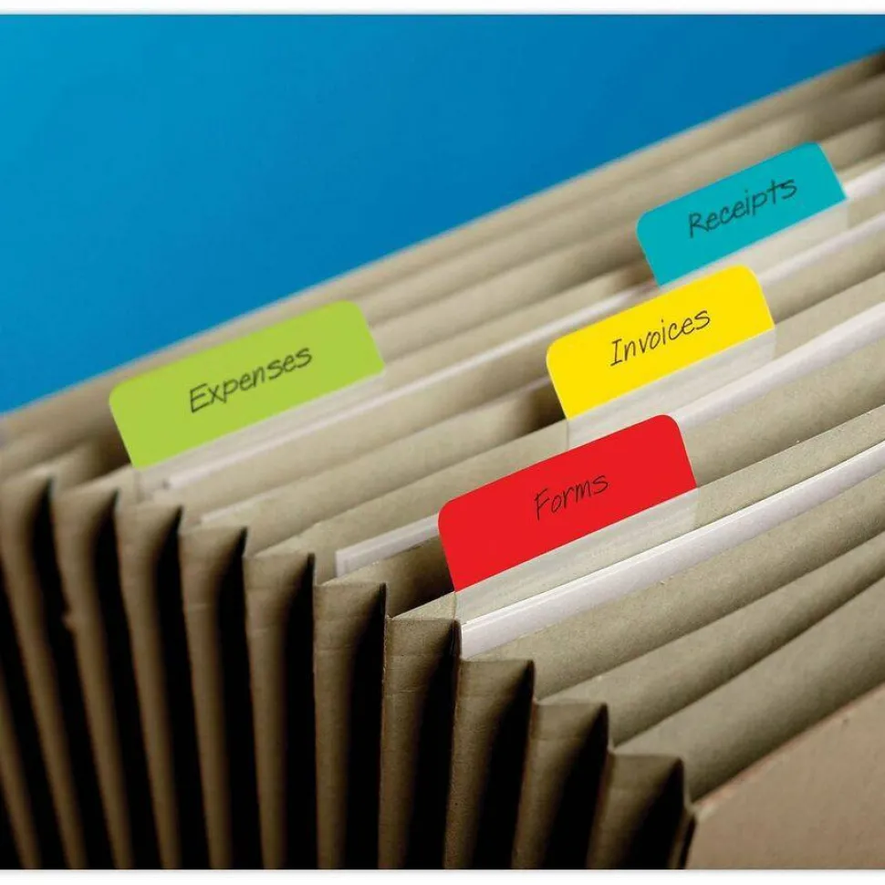 Post-it Notes Durable Angled Hanging File Folder Tabs, 2", Pack Of 24 Tabs, Assorted Colors.