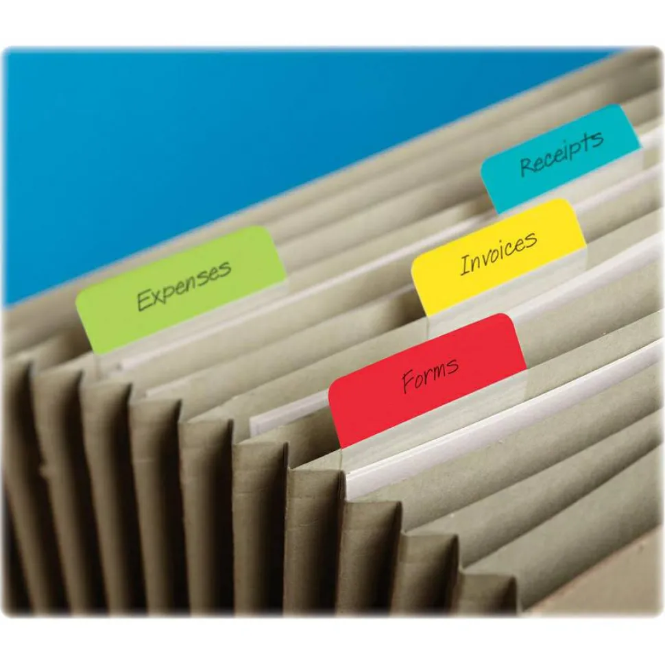 Post-it Notes Durable Angled Hanging File Folder Tabs, 2", Pack Of 24 Tabs, Assorted Colors.