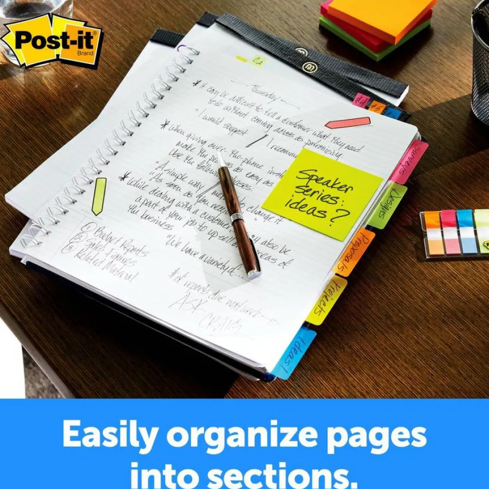 Post-it Notes Durable Filing Tabs, 2" x 1-1/2", Assorted Colors, 6 Flags Per Pad, Pack Of 4 Pads
