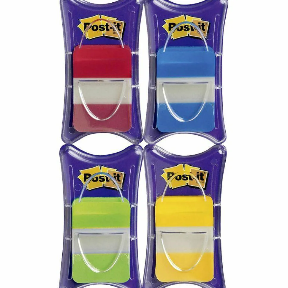 Post-it Notes Durable Filing Tabs, 1", Assorted Colors, 25 Flags Per Pad, Pack of 4