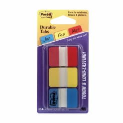 Post-it Notes Durable Filing Tabs, 1" x 1-1/2", Blue/Red/Yellow, 22 Flags Per Pad, Pack Of 3 Pads