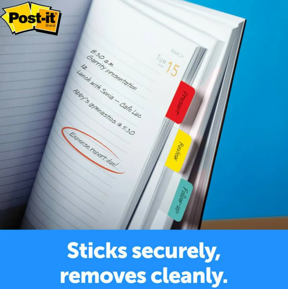 Post-it Notes Durable Filing Tabs, 1" And 2" Tabs, Pack Of 7 Pads