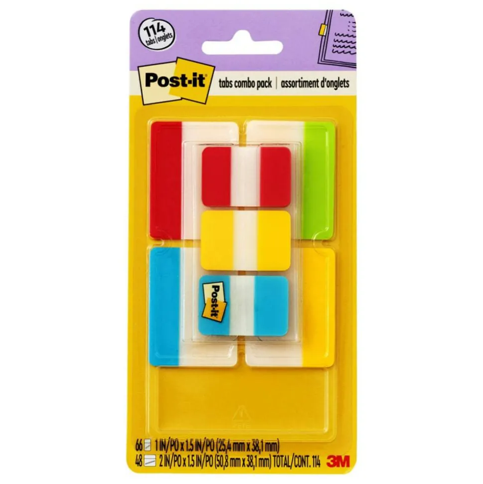 Post-it Notes Durable Filing Tabs, 1" And 2" Tabs, Pack Of 7 Pads