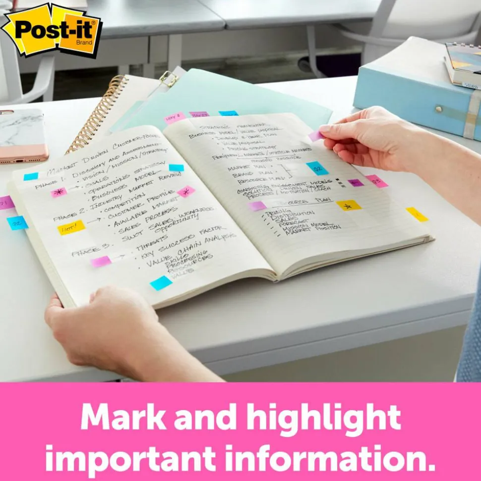 Post-it Notes Flags, With Flag Gel Pen, Assorted Primary Colors, 50 Flags Per Pad, Pack Of 4 Pads