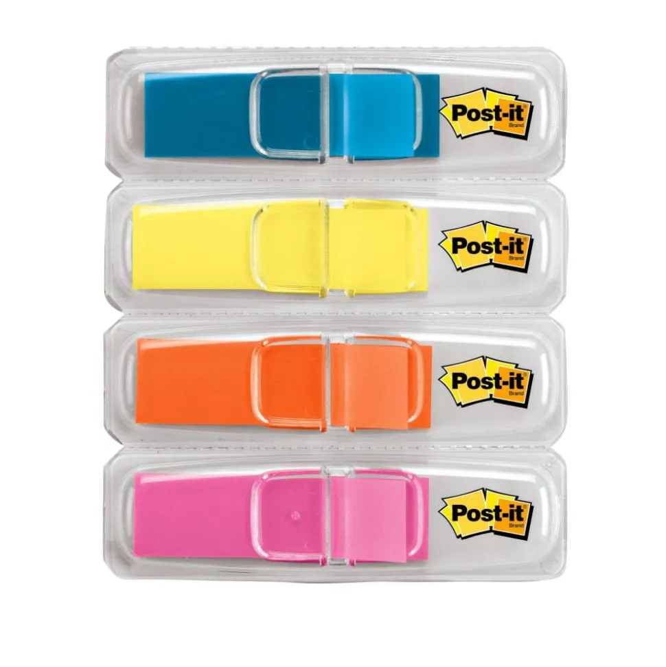 Post-it Notes Flags, 1/2" x 1-7/10", Assorted Bright Colors, 35 Flags Per Pad, Pack Of 4 Pads