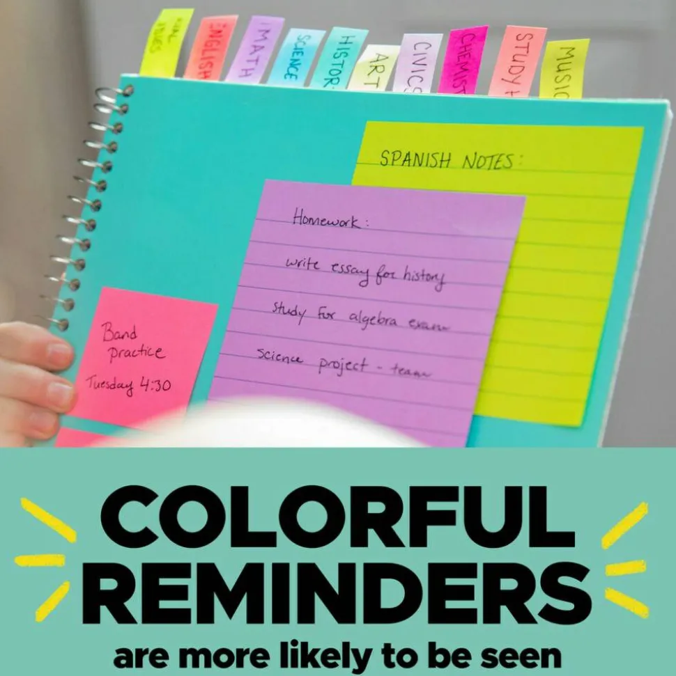 Post-it Notes Flags, 1/2" x 1-7/10", Assorted Bright Colors, 35 Flags Per Pad, Pack Of 4 Pads