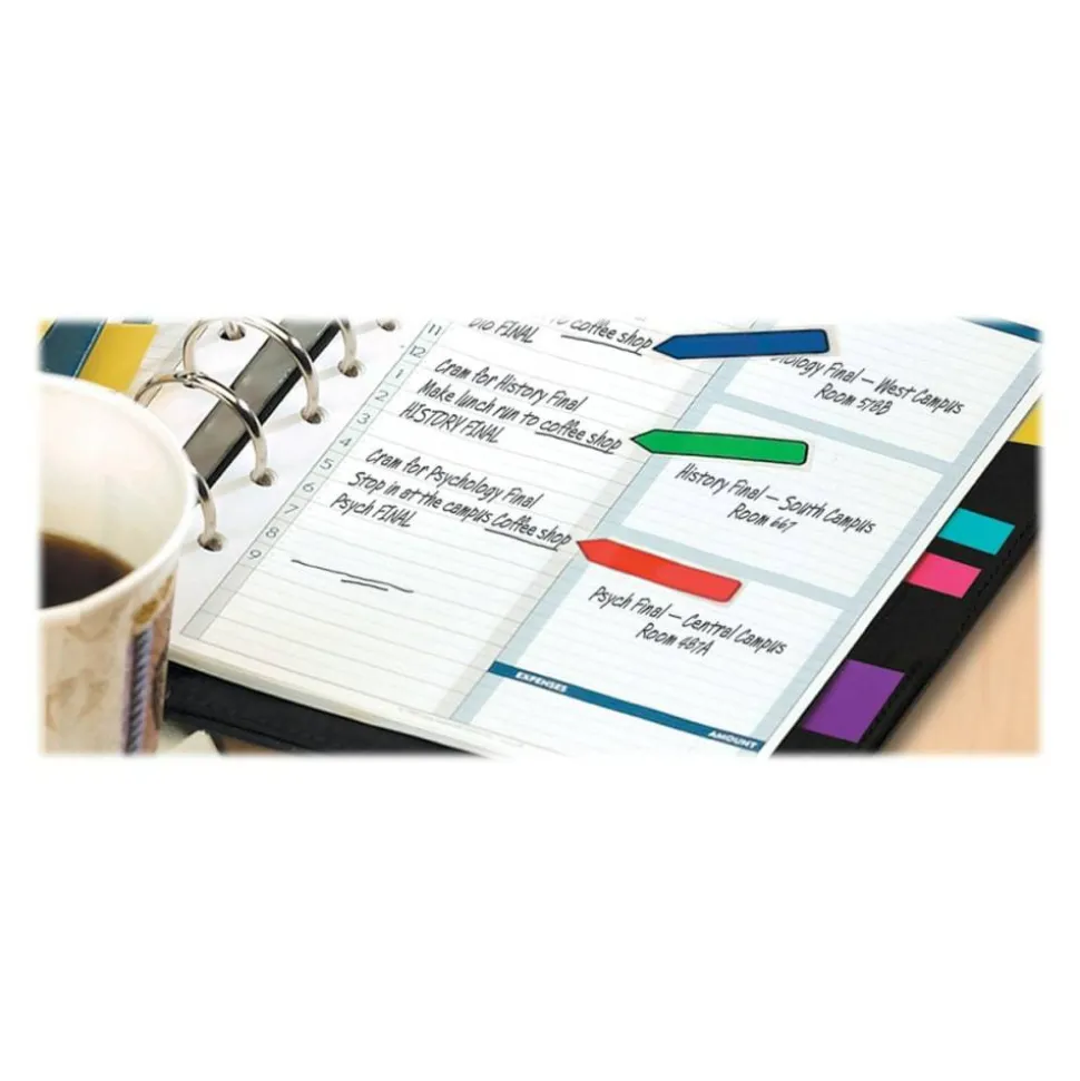 Post-it Notes Flags, 1/2" x 1-7/10", Assorted Bright Colors, 20 Flags Per Pad, Pack Of 5 Pads