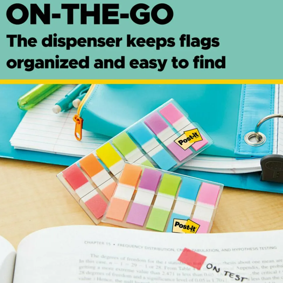 Post-it Notes Mini Flags with Dispenser, 20 Flags Per Pad, Pack Of 5 Pads