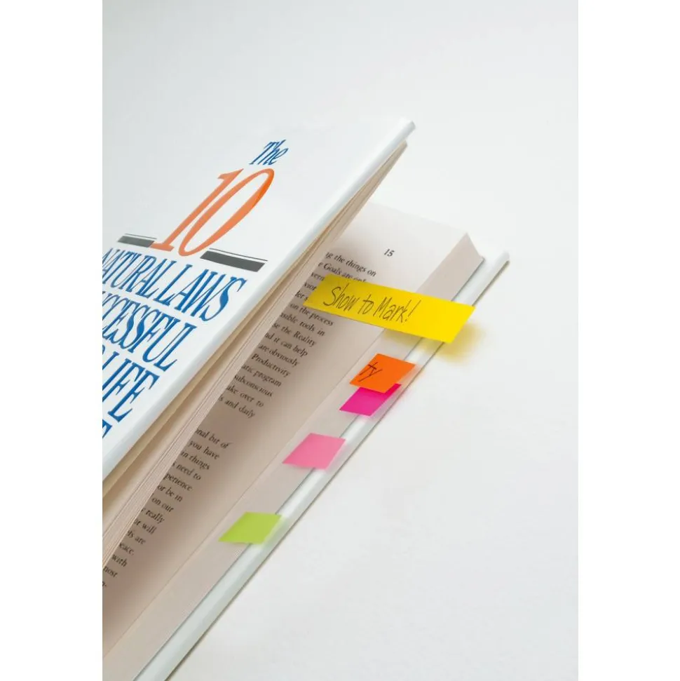 Post-it Notes Page Markers, 1/2" x 2", Electric Glow Colors, 100 Per Pad, Pack Of 5 Pads