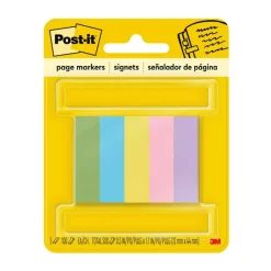 Post-it Notes Page Markers, 1/2" x 2", Jewel Pop Colors, 100 Per Pad, Pack Of 5 Pads