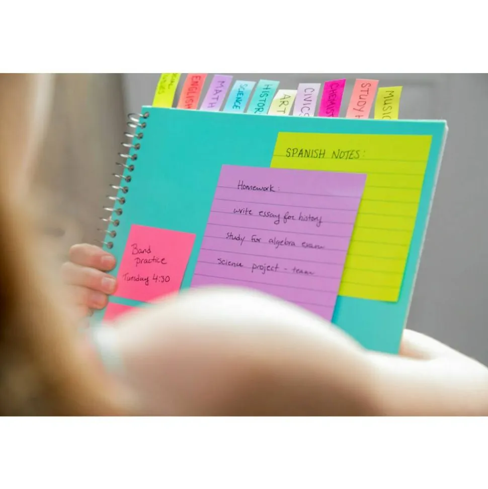 Post-it Notes Page Markers, 1/2" x 2", Jewel Pop Colors, 100 Per Pad, Pack Of 5 Pads
