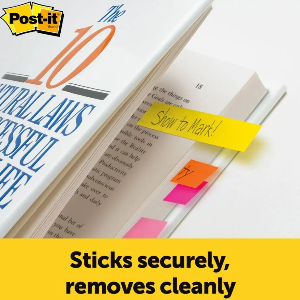 Post-it Notes Page Markers, 1" x 3", Ultra Colors, 50 Per Pad, Pack Of 4 Pads