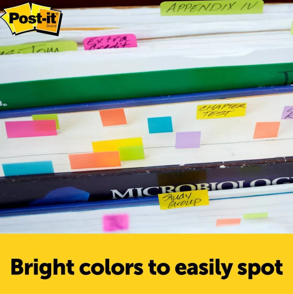 Post-it Notes Page Markers, 1" x 3", Ultra Colors, 50 Per Pad, Pack Of 4 Pads