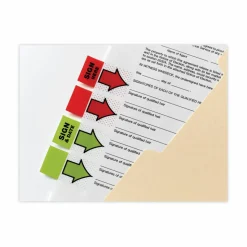 Post-it Notes Sign & Date Printed Flags, 1" x 1-7/10", Green, 50 Flags Per Pad, Pack Of 2 Pads