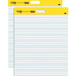 Post-it Self Stick Wall Pad, 20 in x 23 in, 2 Pads, 20 Sheets/Pad, Primary Ruled, White