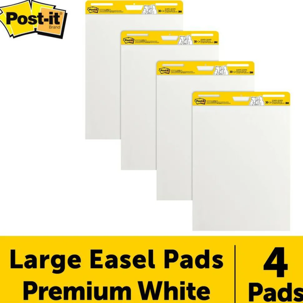 Post-it Super Sticky Easel Pads, 25" x 30", 4 Pads, 30 Sheets/Pad, School Supplies for Classrooms, White