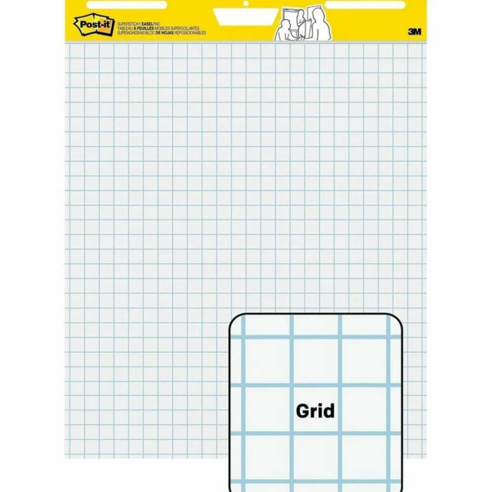 Post-it Super Sticky Easel Pads, 25 in x 30 in, 2 Pads, 30 Sheets/Pad, Grid Lined, Great for Virtual Teachers and Students, White