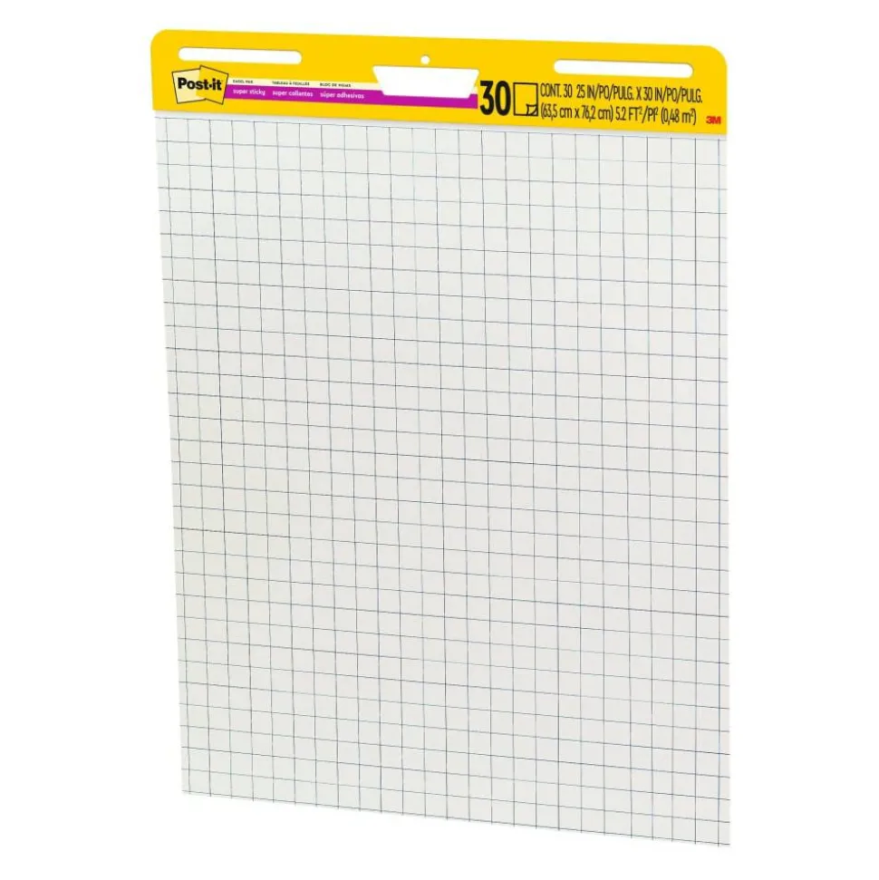 Post-it Super Sticky Easel Pads, 25 in x 30 in, 2 Pads, 30 Sheets/Pad, Grid Lined, Great for Virtual Teachers and Students, White