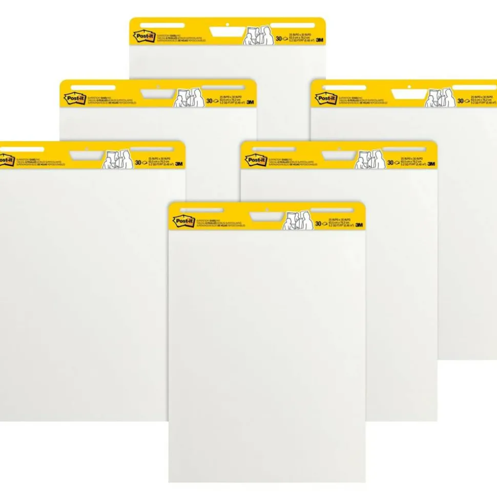 Post-it Super Sticky Easel Pads, 25" x 30", 6 Pads, 30 Sheets/Pad, School Supplies for Classrooms, White