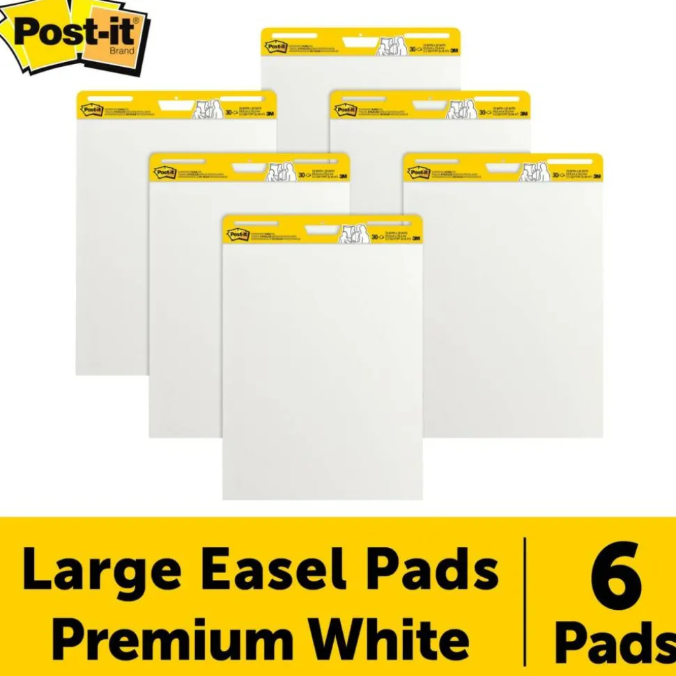 Post-it Super Sticky Easel Pads, 25" x 30", 6 Pads, 30 Sheets/Pad, School Supplies for Classrooms, White