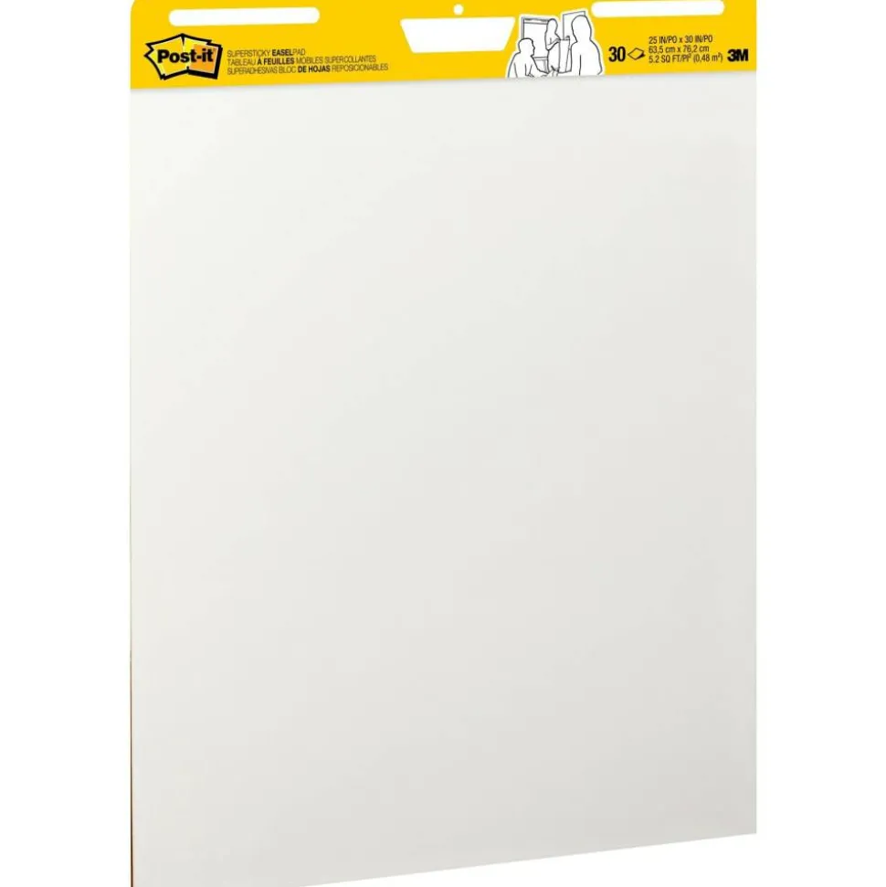 Post-it Super Sticky Easel Pads, 25" x 30", 6 Pads, 30 Sheets/Pad, School Supplies for Classrooms, White