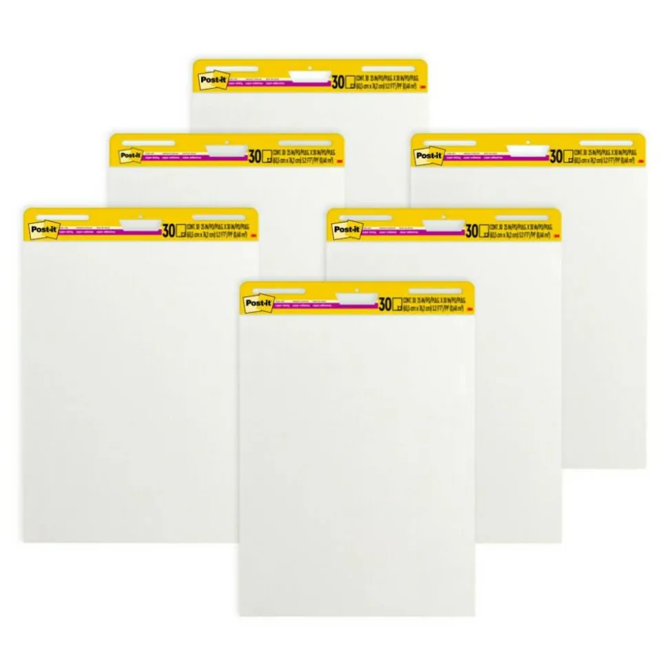 Post-it Super Sticky Easel Pads, 25" x 30", 6 Pads, 30 Sheets/Pad, School Supplies for Classrooms, White