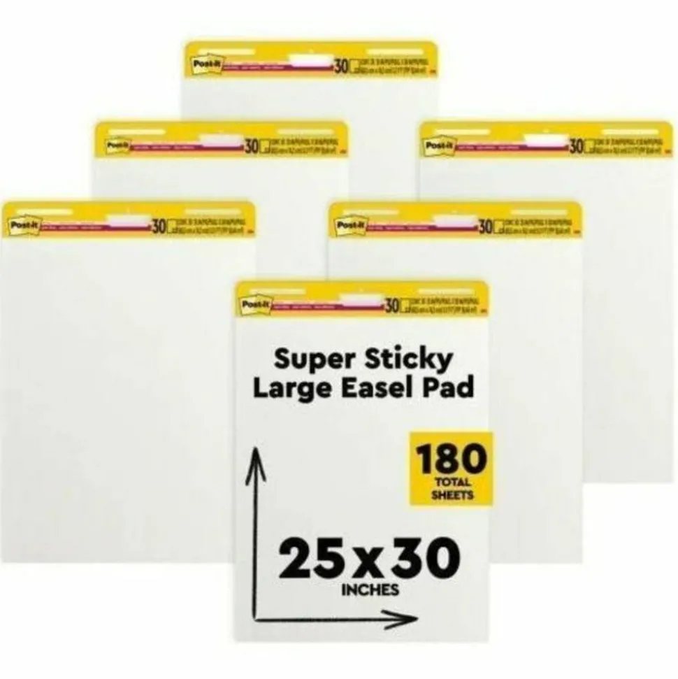 Post-it Super Sticky Easel Pads, 25" x 30", 6 Pads, 30 Sheets/Pad, School Supplies for Classrooms, White