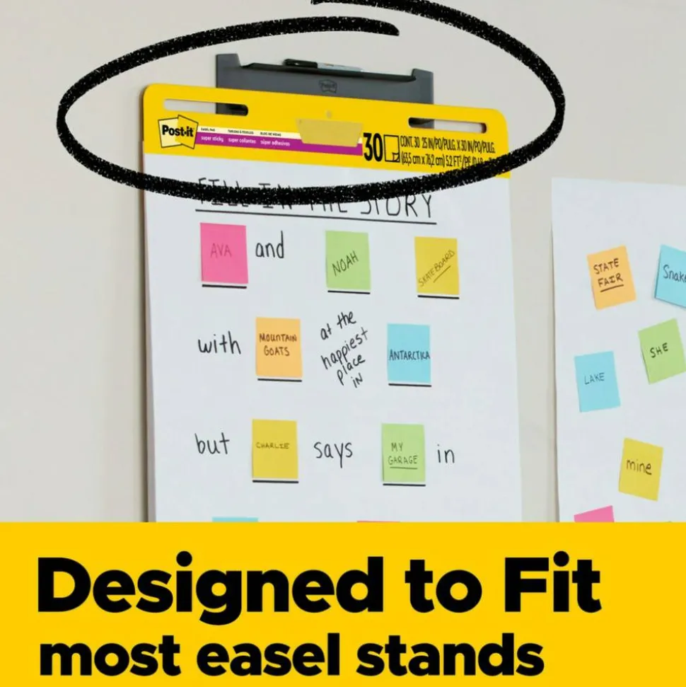 Post-it Super Sticky Easel Pads, 25" x 30", 6 Pads, 30 Sheets/Pad, School Supplies for Classrooms, White