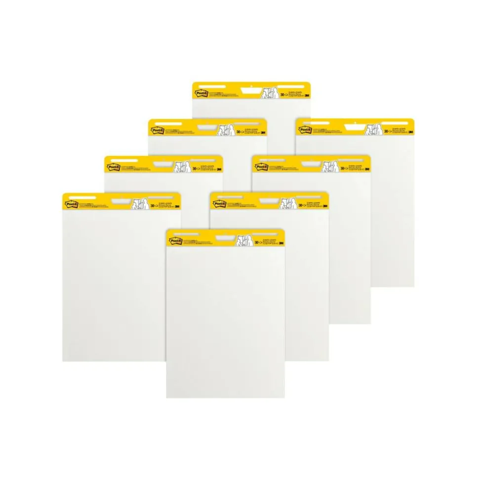 Post-it Super Sticky Easel Pads, 25" x 30", 8 Pads, 30 Sheets/Pad, School Supplies for Classrooms, White, 559VAD8PK