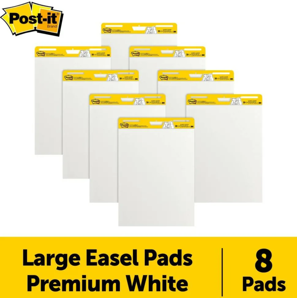 Post-it Super Sticky Easel Pads, 25" x 30", 8 Pads, 30 Sheets/Pad, School Supplies for Classrooms, White, 559VAD8PK