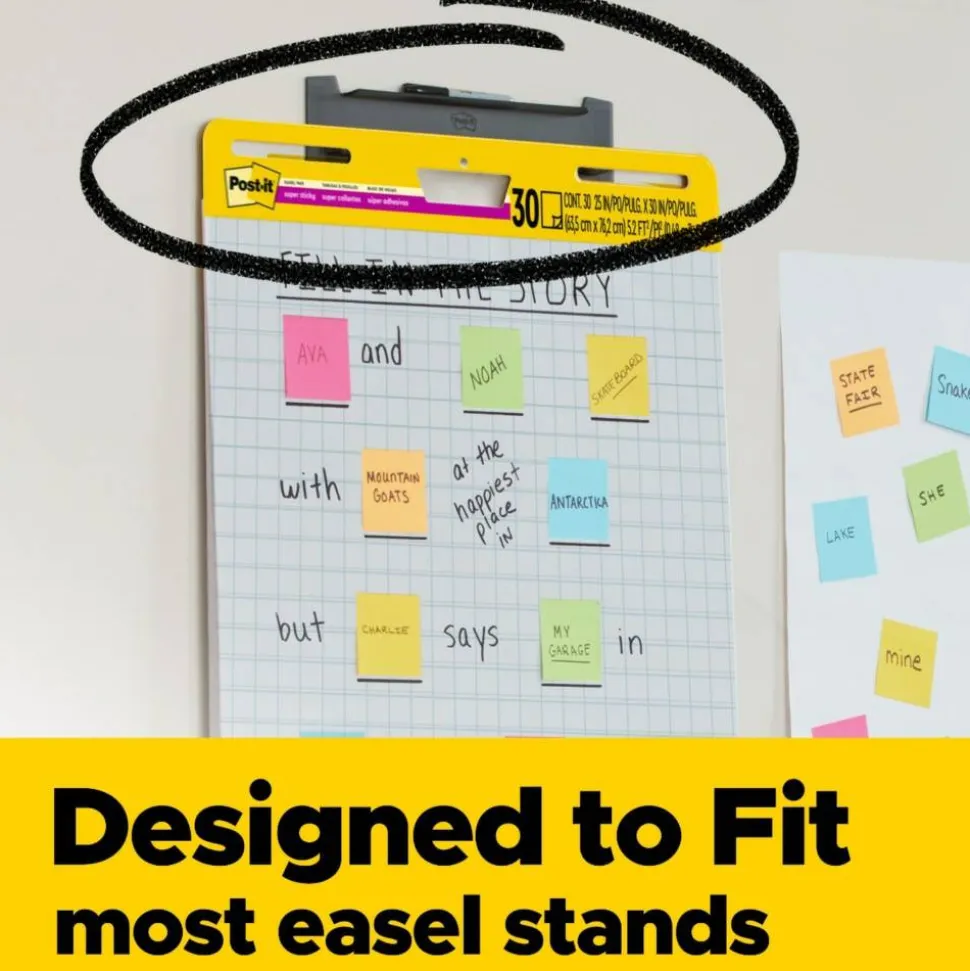 Post-it Super Sticky Easel Pad, 25 in x 30 in, 1 Pad, 30 Sheets/Pad, Great for Virtual Teachers and Students, White