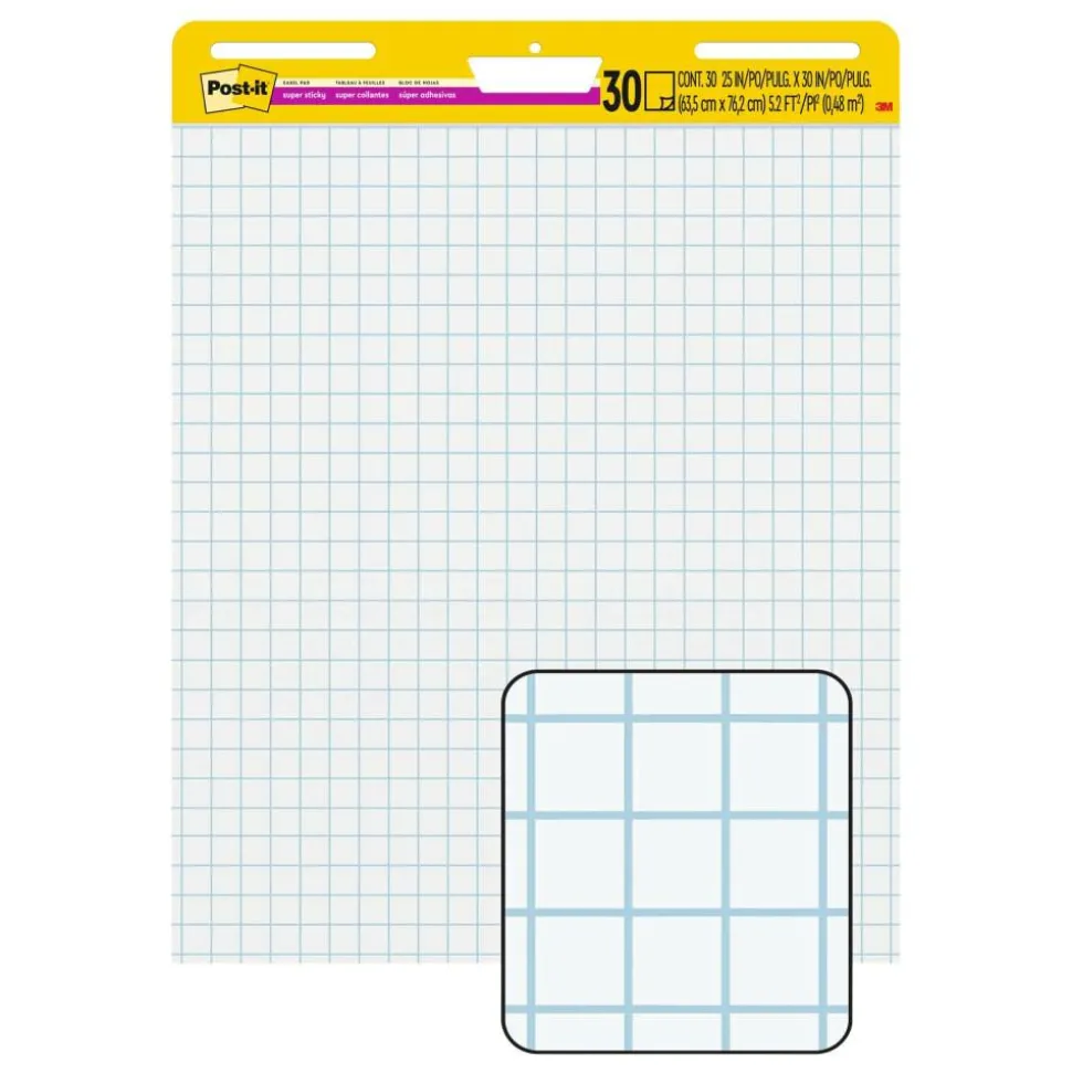 Post-it Super Sticky Easel Pad, 25 in x 30 in, 1 Pad, 30 Sheets/Pad, Great for Virtual Teachers and Students, White