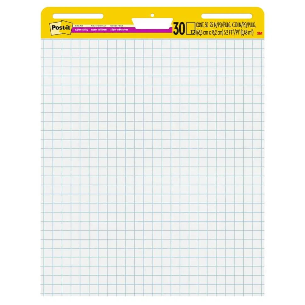 Post-it Super Sticky Easel Pad, 25 in x 30 in, 1 Pad, 30 Sheets/Pad, Great for Virtual Teachers and Students, White
