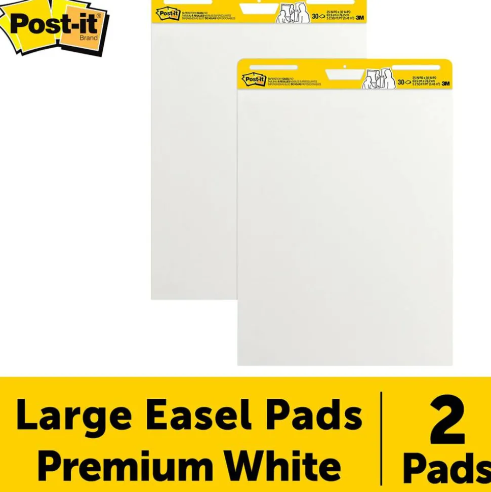 Post-it Super Sticky Easel Pads, 25" x 30", 2 Pads, 30 Sheets/Pad, School Supplies for Classrooms, White