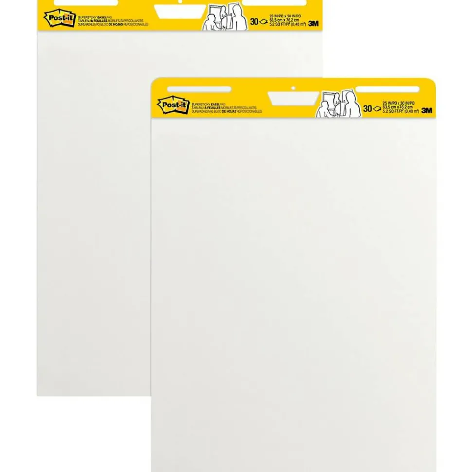 Post-it Super Sticky Easel Pads, 25" x 30", 2 Pads, 30 Sheets/Pad, School Supplies for Classrooms, White